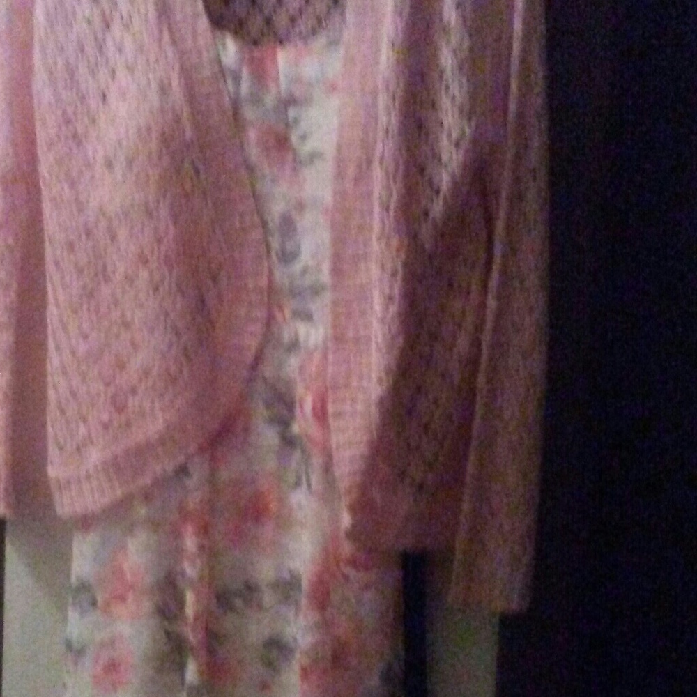 Springtime floral dress w/ sweater